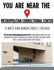 Photo of the Metropolitan Correctional Center in Chicago, at 71 West Van Buren Street. There are also details about how it is used in ICE kidnappings.